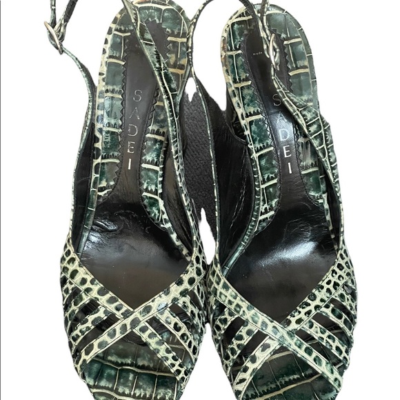 Casadei animal print green/beige heels size 8.5M - Picture 9 of 14